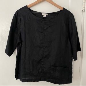 Garnet Hill Black Linen Top size medium